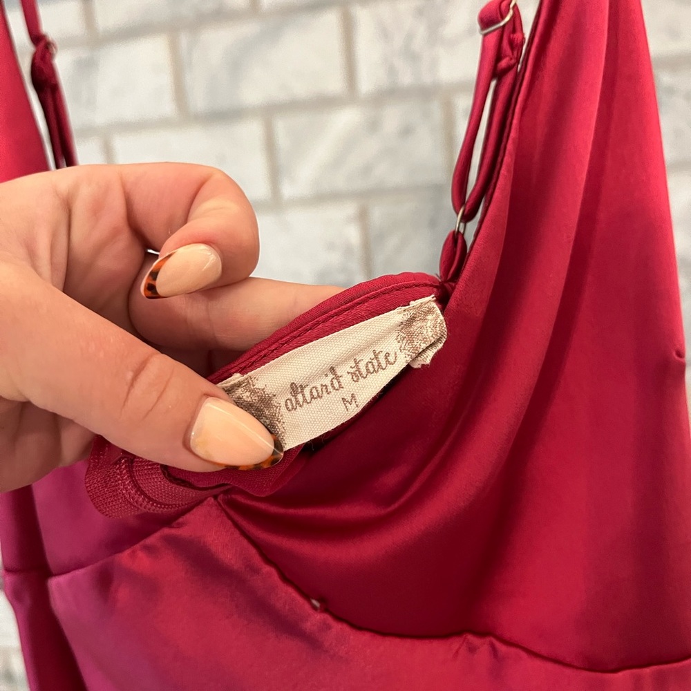 Altar'd State Satin Backless Slip Dress in Fuchsia - Picture 2 of 2
